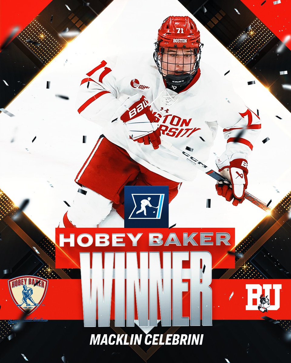 𝐓𝐡𝐞 𝐛𝐞𝐬𝐭 𝐨𝐟 𝐭𝐡𝐞 𝐛𝐞𝐬𝐭 🏆

Macklin Celebrini has been named the 2024 Hobey Baker Memorial Award Winner! 

#NCAAHockey