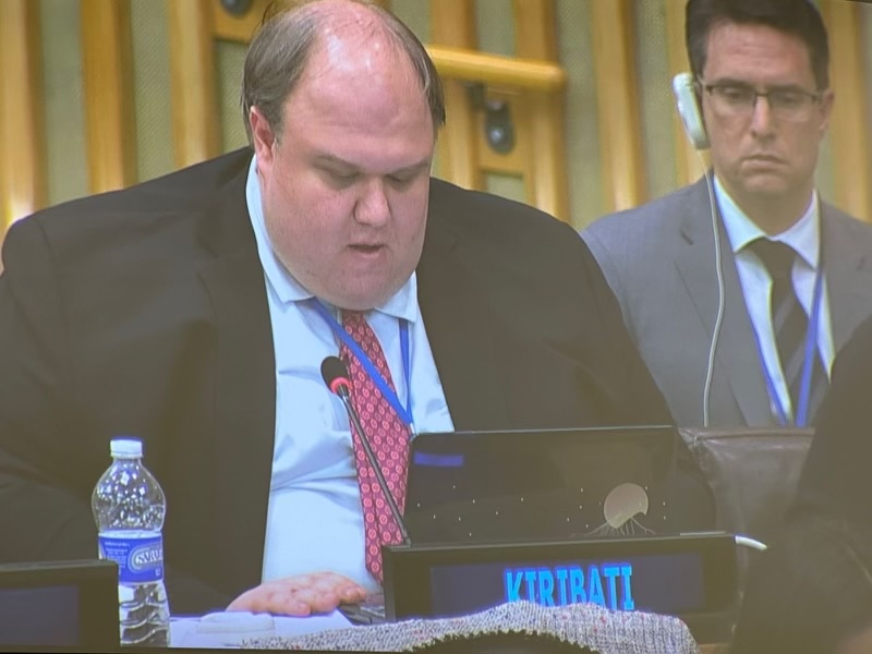 Yesterday, at the #UNDC Commission, @chrisnciobanu delivered a statement on the importance of the humanitarian impact of nuclear weapons and nuclear justice on behalf of @KiribatiGov and @KazakhstanUN . @napf is proud to support their work on nuclear justice.