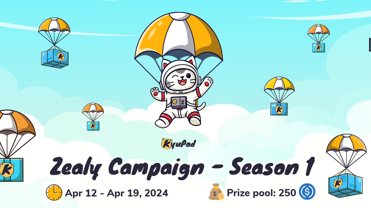 Hey, KyuGang! 🤩 To celebrate Bitcoin's upcoming halving and the launch of our NFT Pass mint, we're kicking off KyuPad's first Zealy Campaign Season 1. Join the sprint and win your slice of a 250 USDC prize pool. Get excited and get ready, Kyupadians!  #Kyupad #NFTPass #Solana