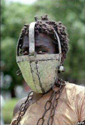 This metal mask was used during slavery for 3 main reasons. 1) To prevent the slaves from eating fruits such as apples, pineapples, oranges, cashews, bananas, plantains and sugarcanes etc while harvesting them, yet they were made to work consistently in all the plantation farms.…