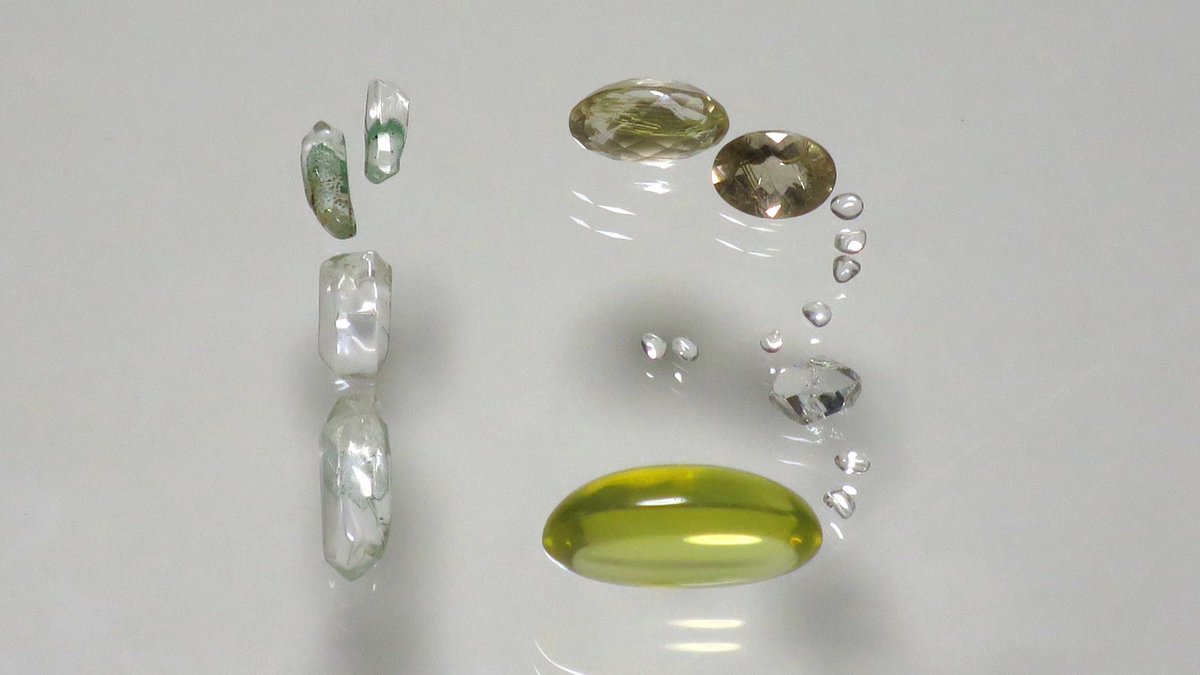 rutilated quartz, citrine, chlorite in quartz, etc.