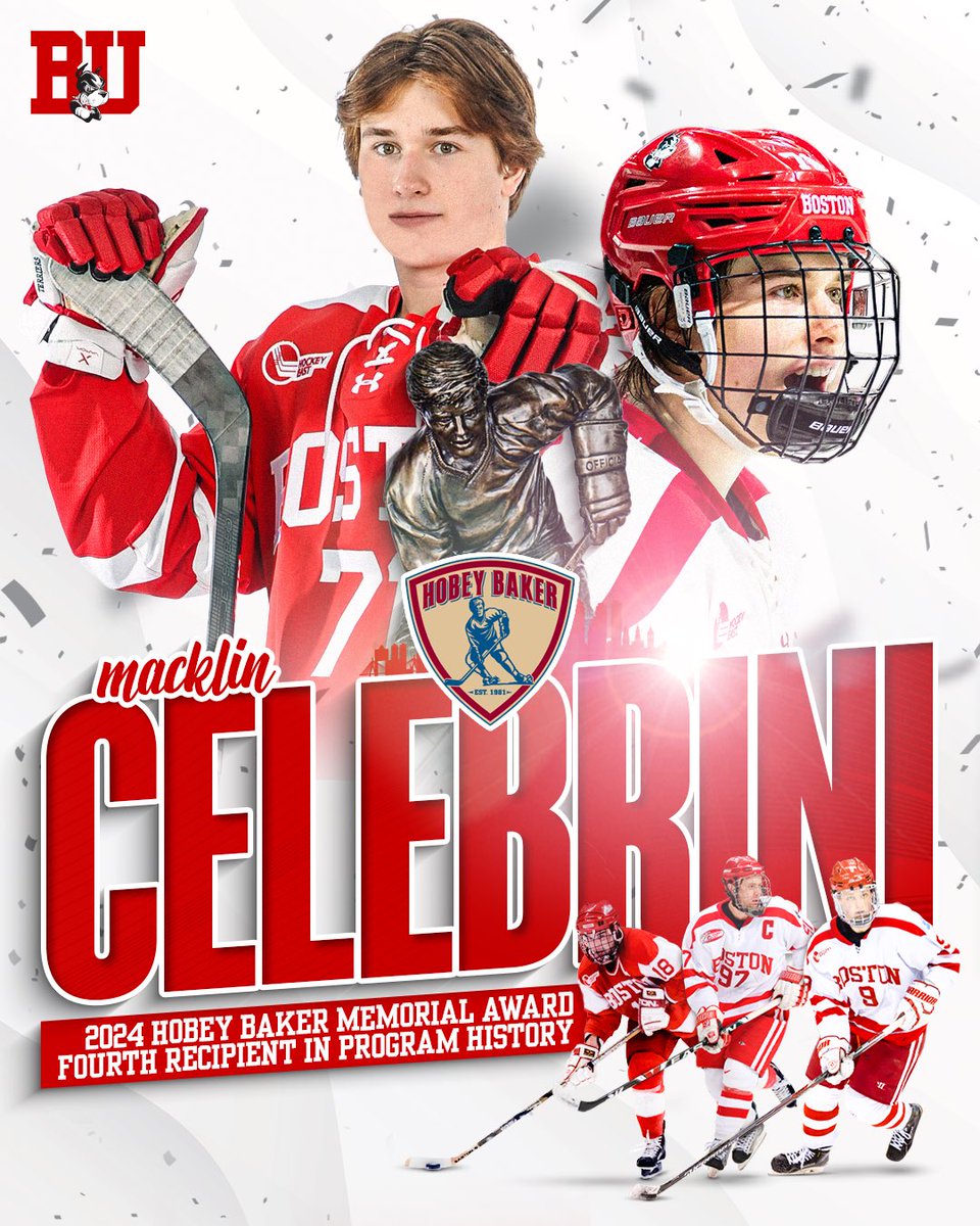 The 2024 Hobey Baker Award winner is Macklin Celebrini! #ProudToBU