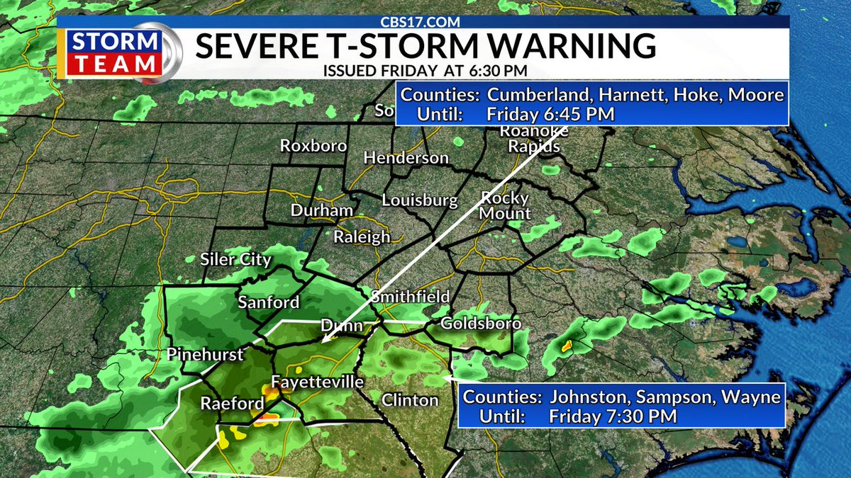 A SEVERE THUNDERSTORM WARNING has been issued for parts of central NC & southern VA. Be aware of hail & damaging wind in these areas. #ncwx