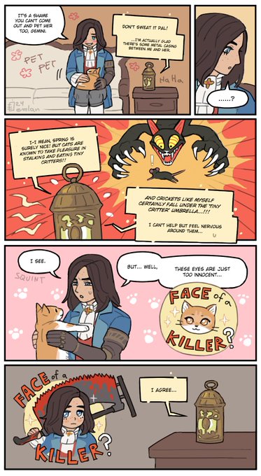 I've been neglecting Gemini lately, so here is Gemini comic (but really it's just P being cute as usual) #liesofp #liesofPfanart 