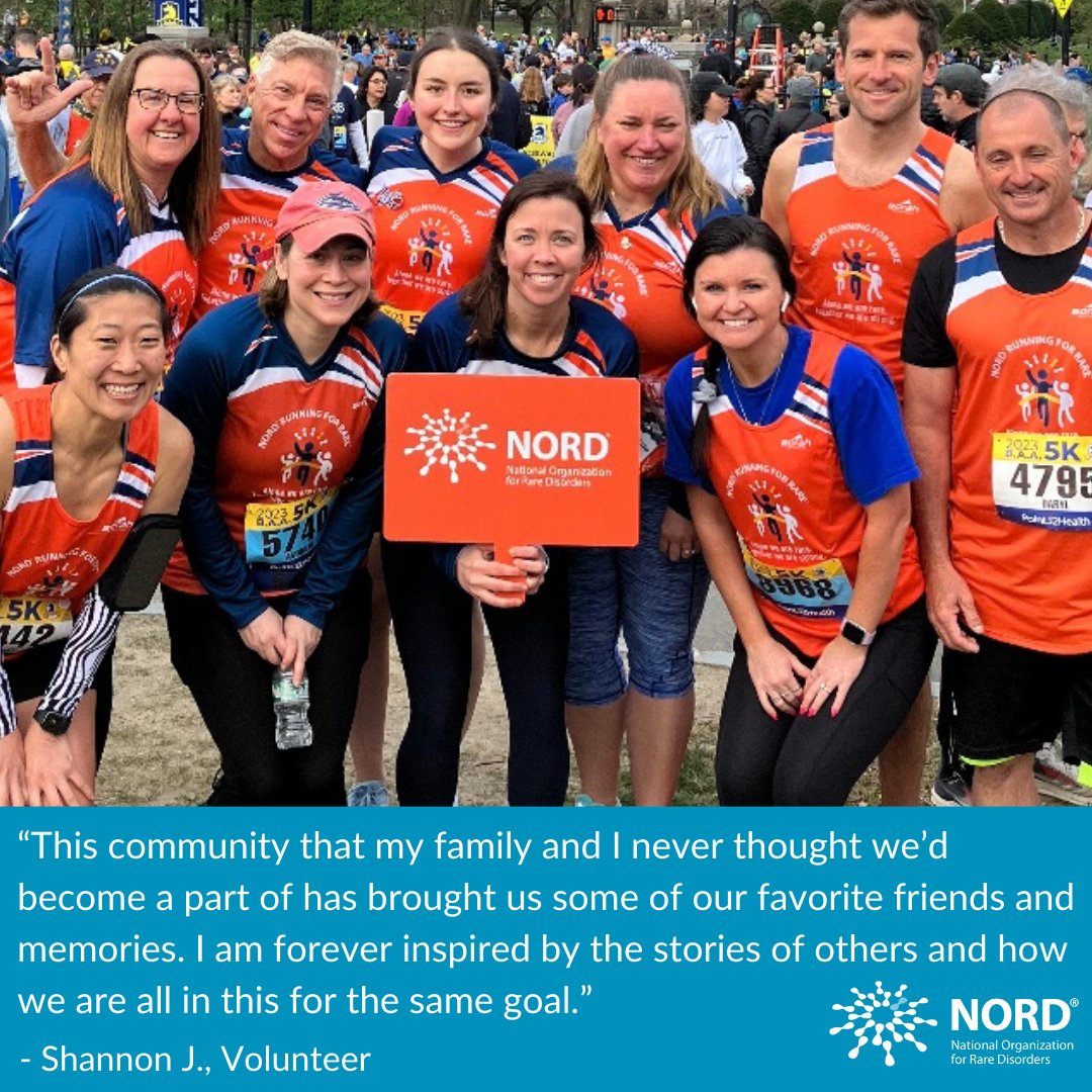 Today, for #NationalVolunteerMonth, we are sharing a story from Shannon, physical therapist and volunteer running coach for NORD #Running4Rare and aunt to a nephew with #Phenylketonuria (#PKU).

Read Shannon's story in her words here: bit.ly/3TYb9Cq