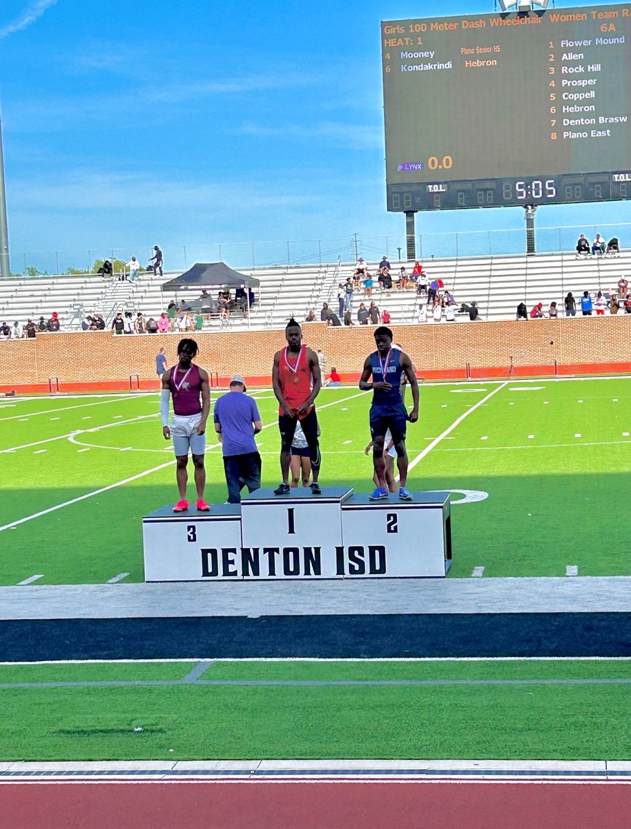 Rondale Carridine with a 10.52 in the 100 meter dash. He is your Area Champ and is moving on to Regionals! @GCISD_Athletics