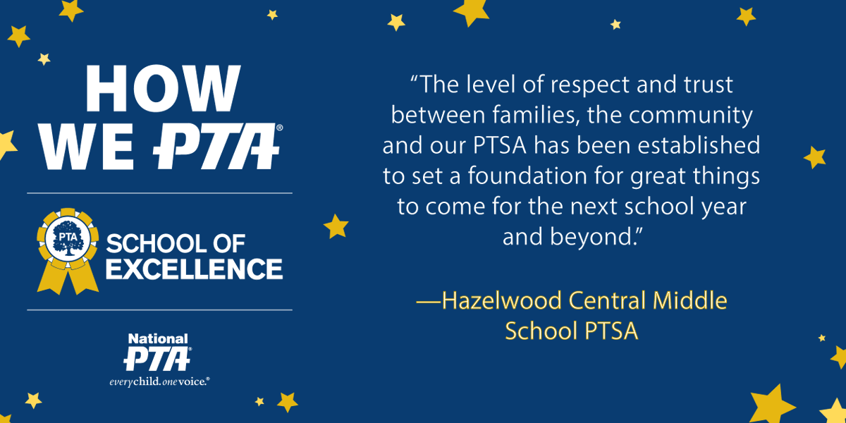 Hazelwood Central Middle PTSA focused on supporting mental health and safety during their School of Excellence journey and hosted events that were open and accessible to all family members. Learn about their School of Excellence journey: bit.ly/47GdNlJ. #HowWePTA