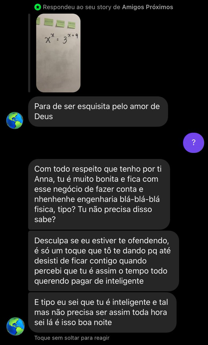 eu não sei nem o que eu respondo