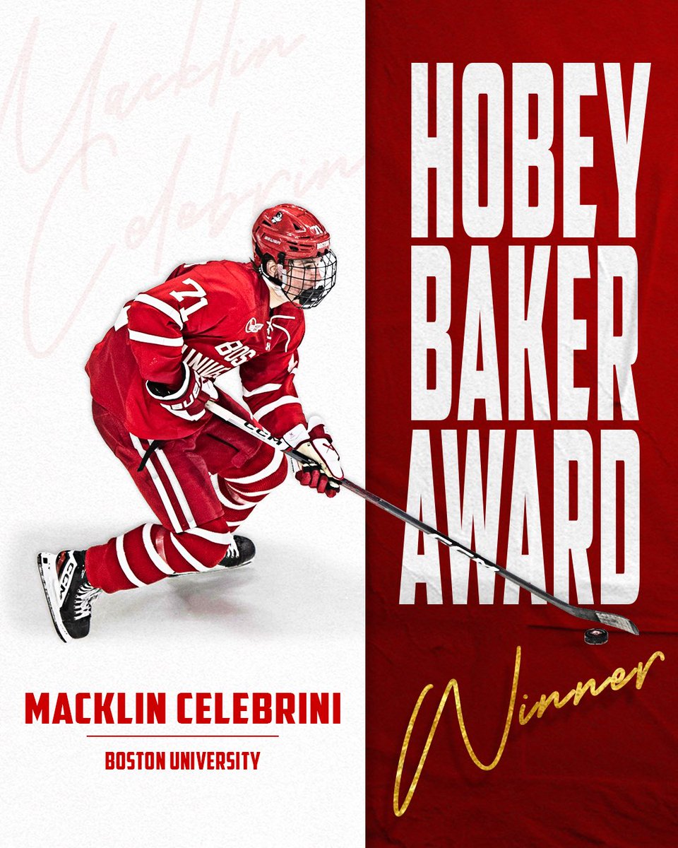 Macklin Celebrini is 2024’s Hobey Baker Award recipient. Congratulations, Macklin!