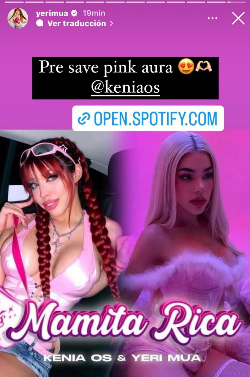 .@YeriMua dice qué hagan PRE/SAVE a ‘Pink Aura’ si quieres ser de los primeros en escuchar “MAMITA RICA” su colaboración junto a @KeniaOS.♡✧˖°🐇🩷 open.spotify.com/prerelease/57S…