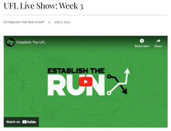 Dissected every angle of the Week 3 UFL slate with @cmain7 including how to be unique around Battlehawks-Brahmas. Replay at @EstablishTheRun here: establishtherun.com/ufl-live-show-…