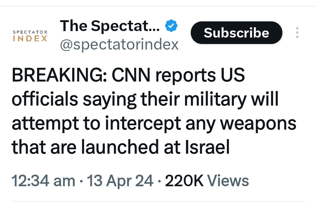 شبكة سي إن إن: قال مسؤولون إن الجيش_الأمريكي سوف يعترض أي سلاح يتم إطلاقه على إسرائيل. *واحنا سحبوا ال باتريوت وسط اسوا حملة إيرانية حوثية ضد السعودية؟! #إيران #غزة_تُباد