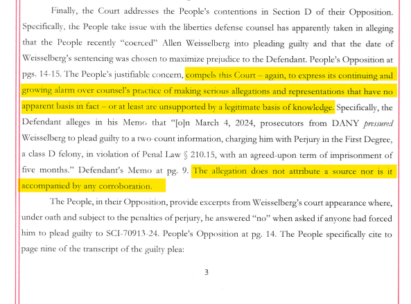 Judge Merchan isn't happy that Donald Trump is throwing around accusations that prosecutors 'coerced' Allen Weisselberg into a guilty plea. Those 'serious allegations' have 'no apparent basis in fact,' he said. Delay request denied. Trial will start Monday.