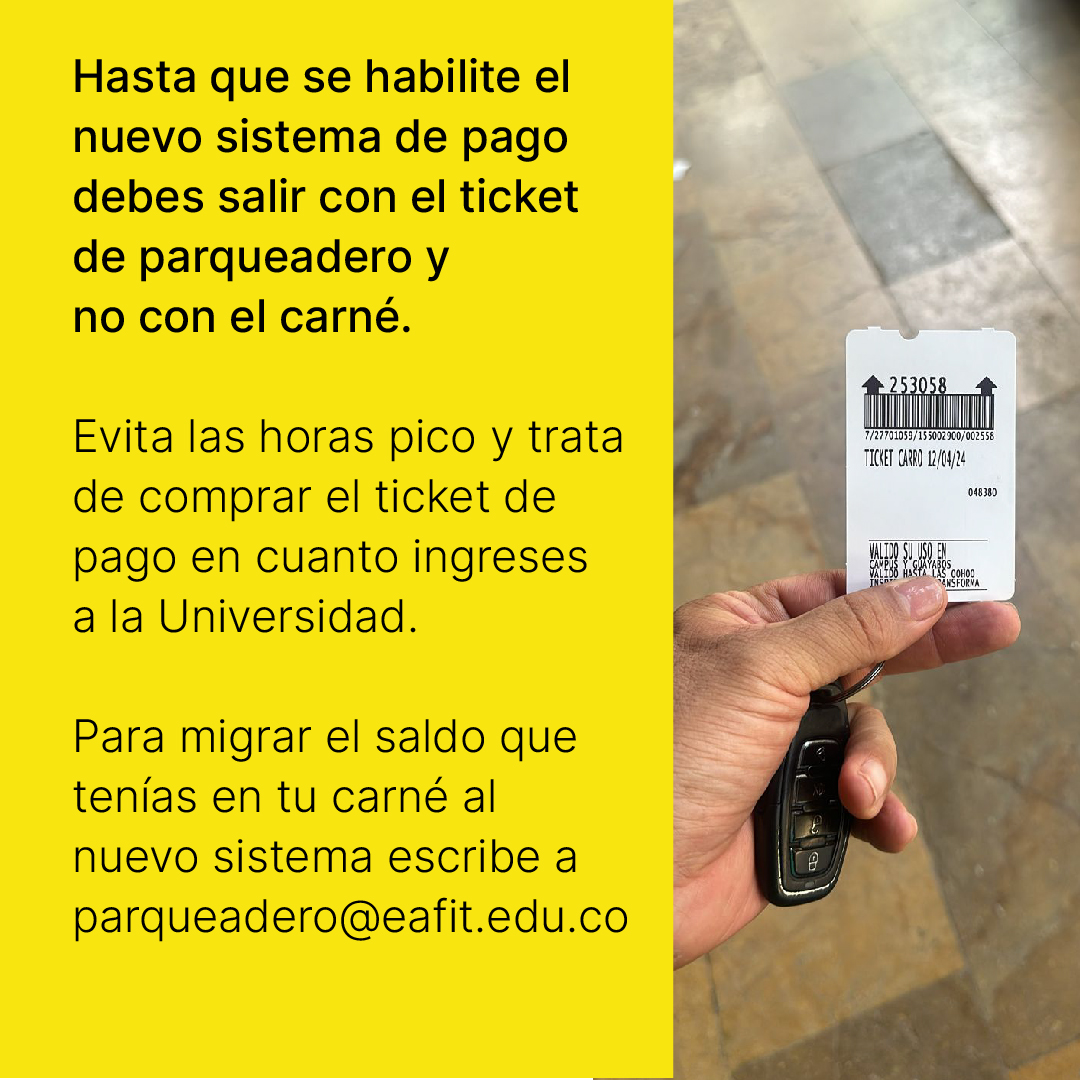 🚨¡Información de interés! 🚨 👉Le recordamos a toda la comunidad eafitense que, con motivo del proyecto de modernización del sistema de gestión de los parqueaderos 🚗🚧, desde el pasado 6 de abril iniciamos con la primera etapa de obras civiles 📌Ten en cuenta lo siguiente…