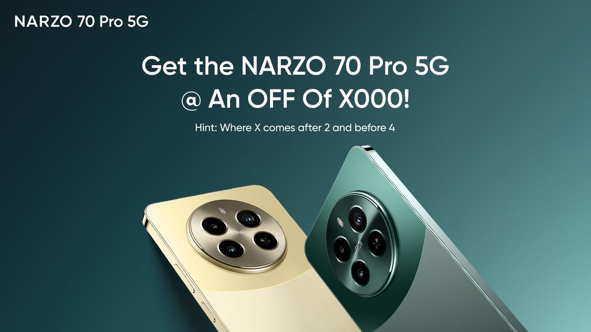 Good with numbers? Some quick maths can fetch you the No. 1 smartphone! Comment the correct answer with the #NARZO70Pro5G and grab a chance to win* it! *T&C Apply: bit.ly/3vRsyow