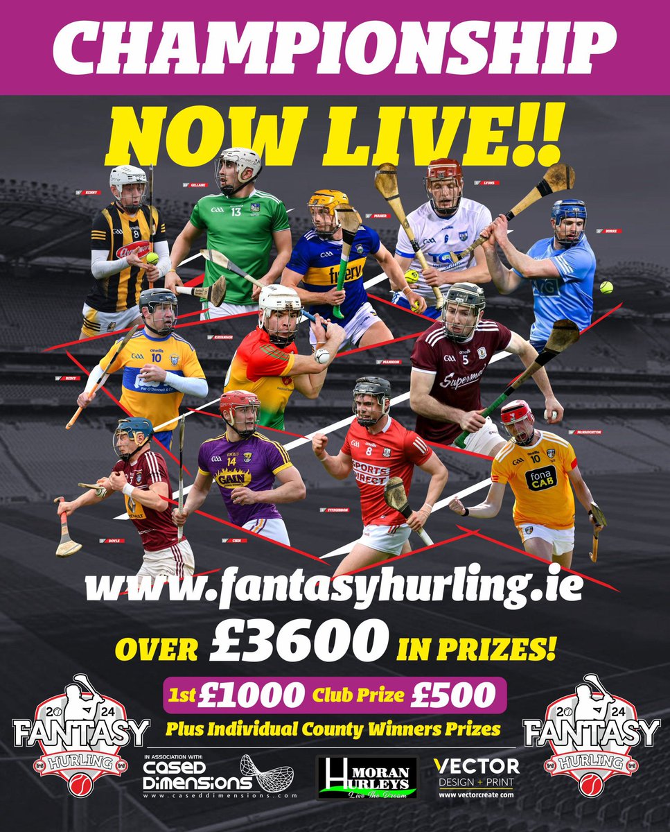 Short turnaround from league to Championship - but we’ve launched and rare’n to go 💪💪 Have you your team in yet?! Any questions or advice drop us a reply / message and we’ll advise you best we can 💪 📲 championship.fantasyhurling.ie