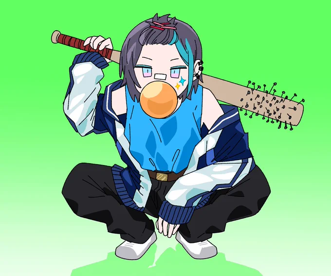 黛に似合いそうな武器①・釘バット#きょうのまゆずみ  #灰画 