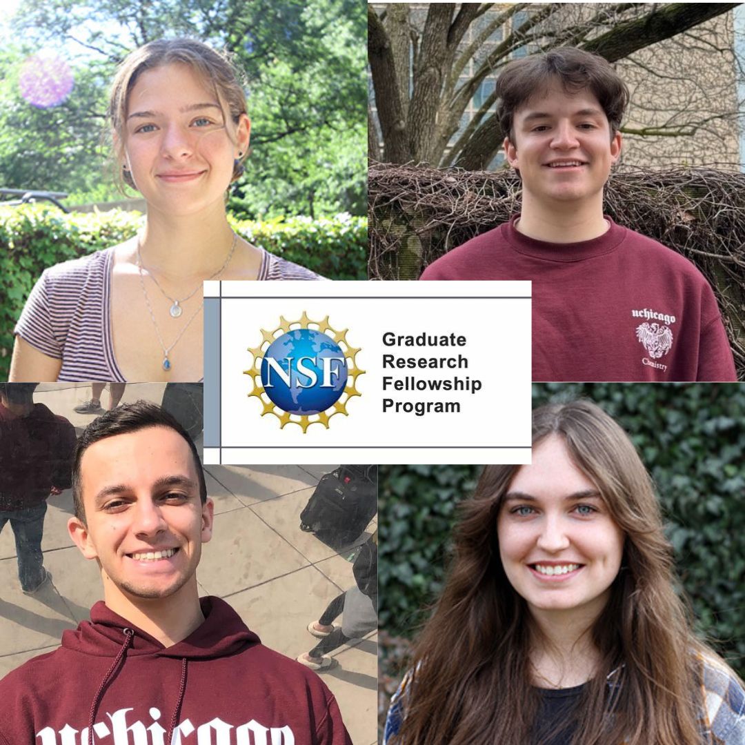Four @UChiChemistry graduate students have been awarded 2024 National Science Foundation Graduate Research Fellowships.

Congratulations to Emma Mcnesby, Noah Mason, Claire Jones and Alex Berlaga!

#nsf #nationalsciencefoundation #grfp #uchicago #uchichem #uchicchemistry