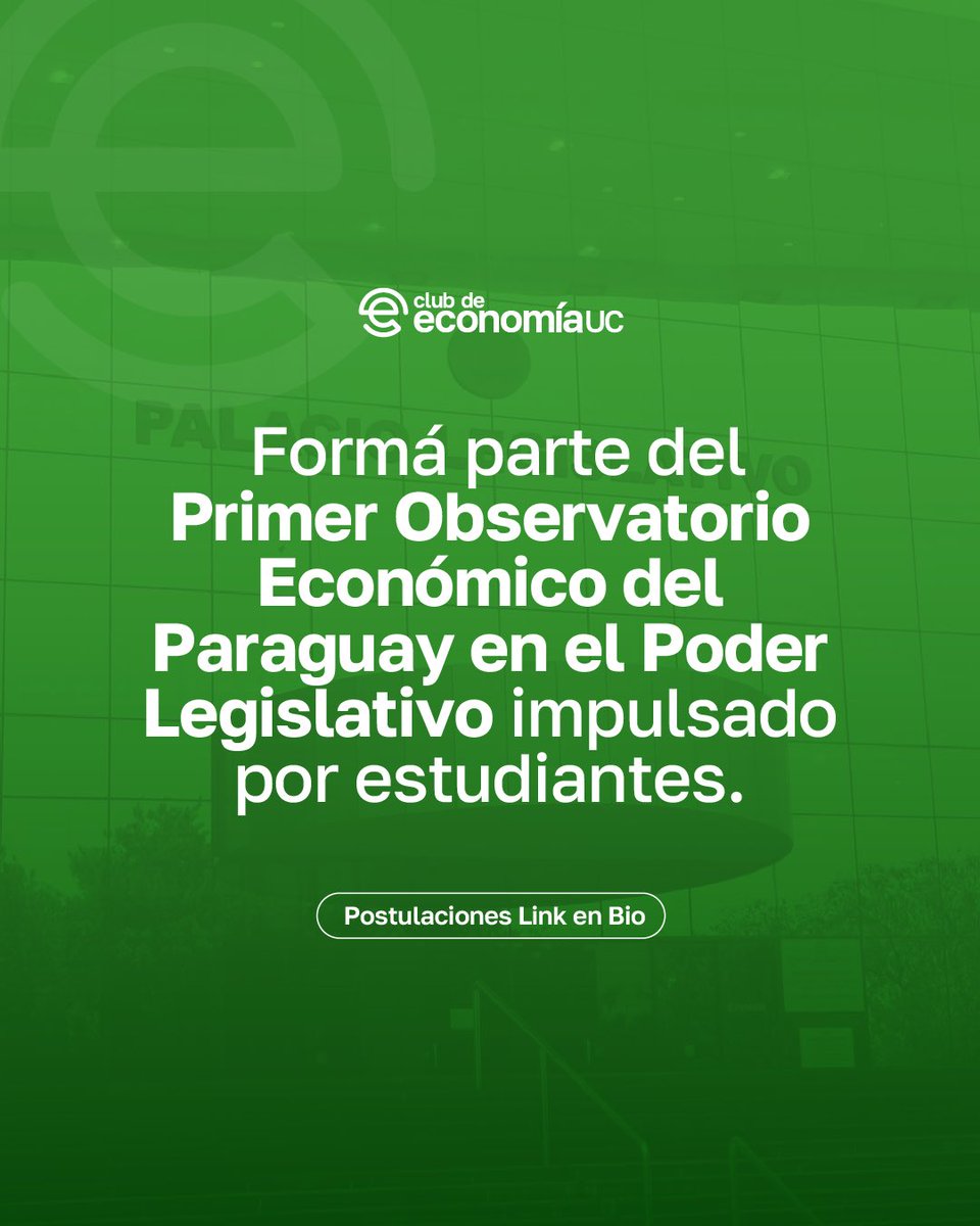 Se encuentra abierta la Convocatoria para formar parte del Observatorio Económico del Poder Legislativo (OEUC) 🔍📊

Accedé al enlace en nuestra bio para conocer todos los detalles, los requisitos de postulación y el formulario de inscripción. 🔗

#EconomiaUC