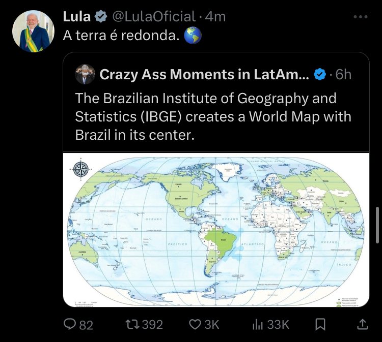President Lula of Brazil shared our recent post about the IBGE map.