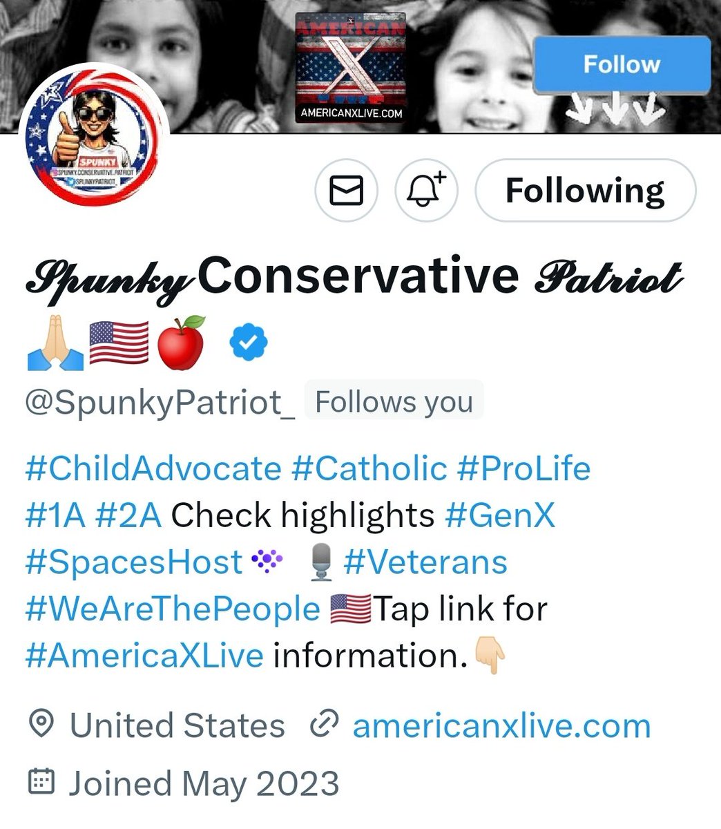 From being an Advocate Our Children to Supporting Our Truckers @SpunkyPatriot_ is a #WomenWarrior of #AmericaXLive. 

Don't miss Spunkys's Friday night spaces dedicated to our Veterans  #WeAreThePeople