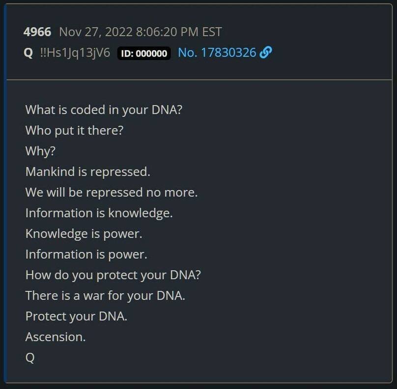 The Ghidra Dragon & Thundercats posts by Q referred to DNA We awaken our DNA through having the correct Knowledge/Information which is Power