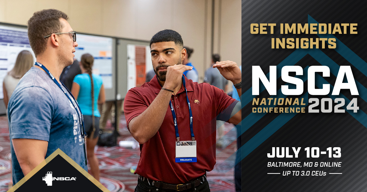 Don't just survive, thrive with #NSCACon24. Get answers to your biggest problems from peers who get it. This isn’t generic Google advice — gain specialized tips to leverage technology, individualization, and recovery from 50+ field experts. SAVE $105 at events.NSCA.com/NSCACon