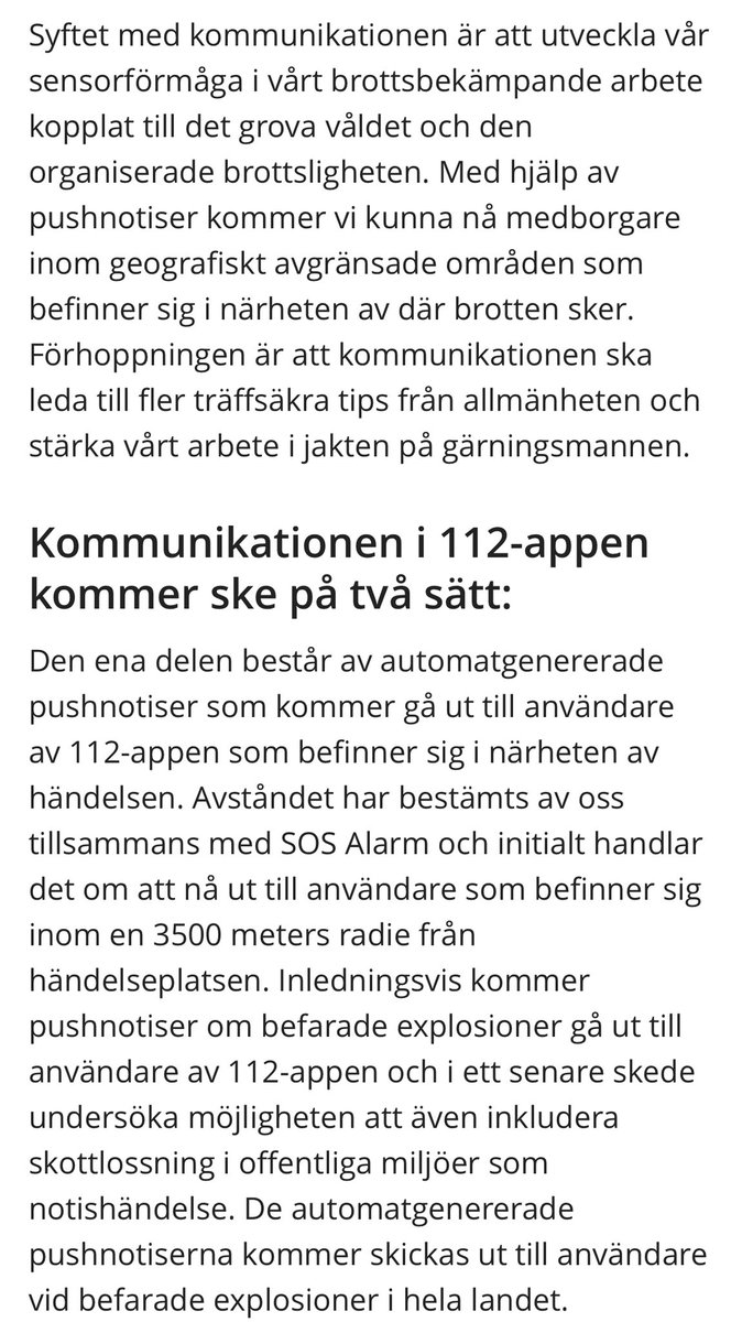 Polisen inleder samarbete med SOS Alarm och 112-appen. Inom ramen för operation Frigg har polisen inlett fördjupad samverkan med SOS Alarm och 112-appen. Polisen kommer med start i Stockholm att publicera information riktat till allmänhet i ett visst geografiskt område.