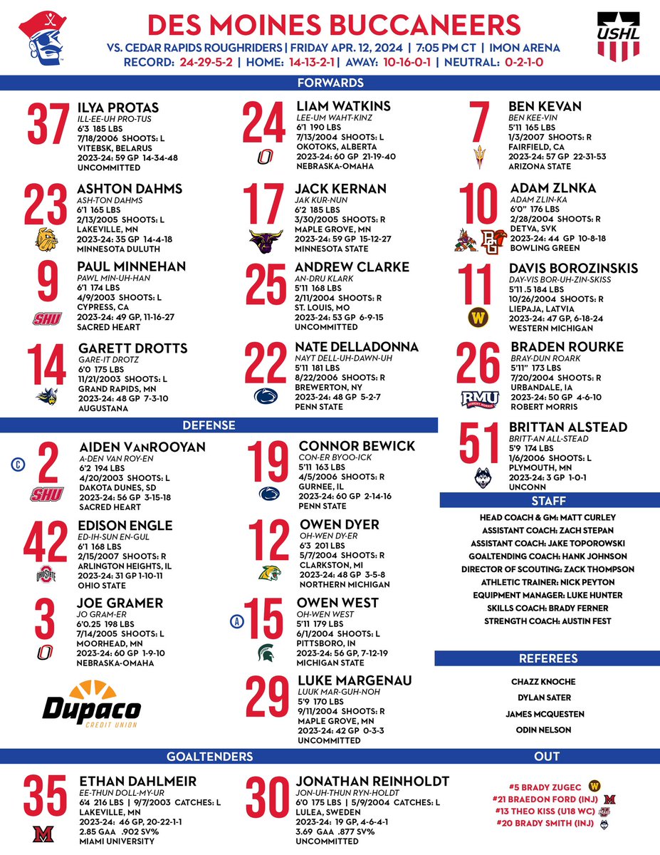 Here are tonight @Dupaco line ups!