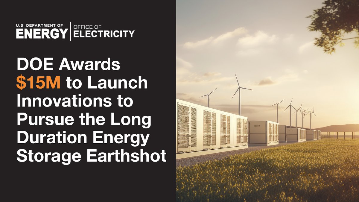 #ICYMI: We recently announced the selectees of $15 million in funding opportunities for long-duration energy storage innovations at the Inaugural LDES Council Summit! Get the full scoop➡️ bit.ly/447cb3X