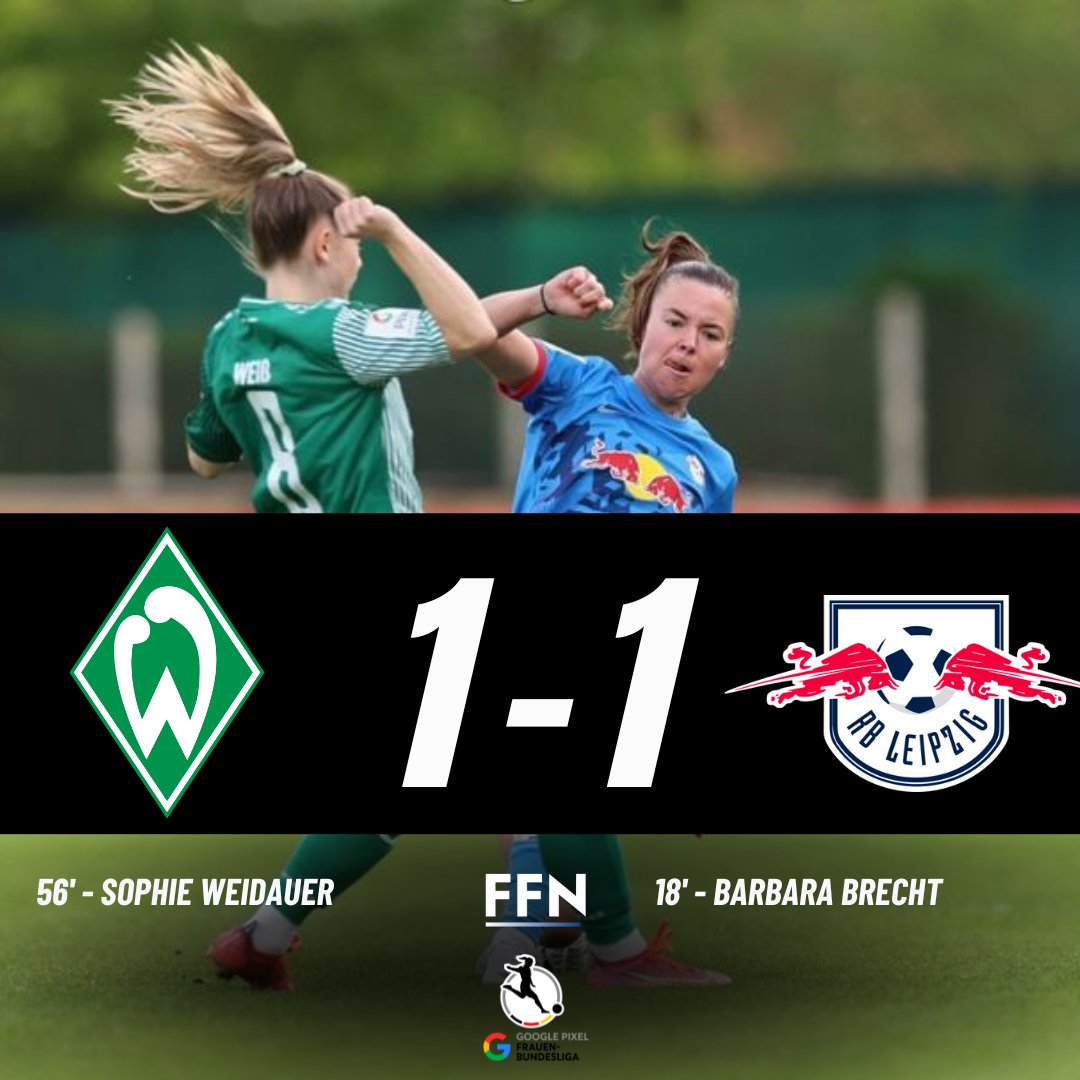 Terminé : 🇩🇪 Werder Brême 1-1 RB Leipzig 🇩🇪 Privée de sa capitaine Hausicke depuis 6 matchs, le Werder enchaine un 6ème match sans victoire et continue de se compliquer la tâche dans la course à la 5ème place ❌ Un bon point à l’extérieur pour le RB Leipzig qui prend ce soir 6…