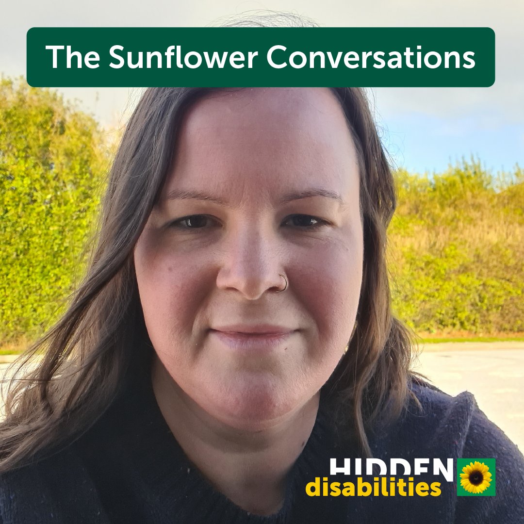 🎧🌐 Subscribe to The Sunflower Conversations podcast to listen to Parkinson's with Eve Jensch THIS SUNDAY bit.ly/3v7IhKI ALT: Photo of Eve Jensch. Eve has white skin and brown hair. The logo is The Sunflower Conversations and Hidden Disabilities Sunflower.