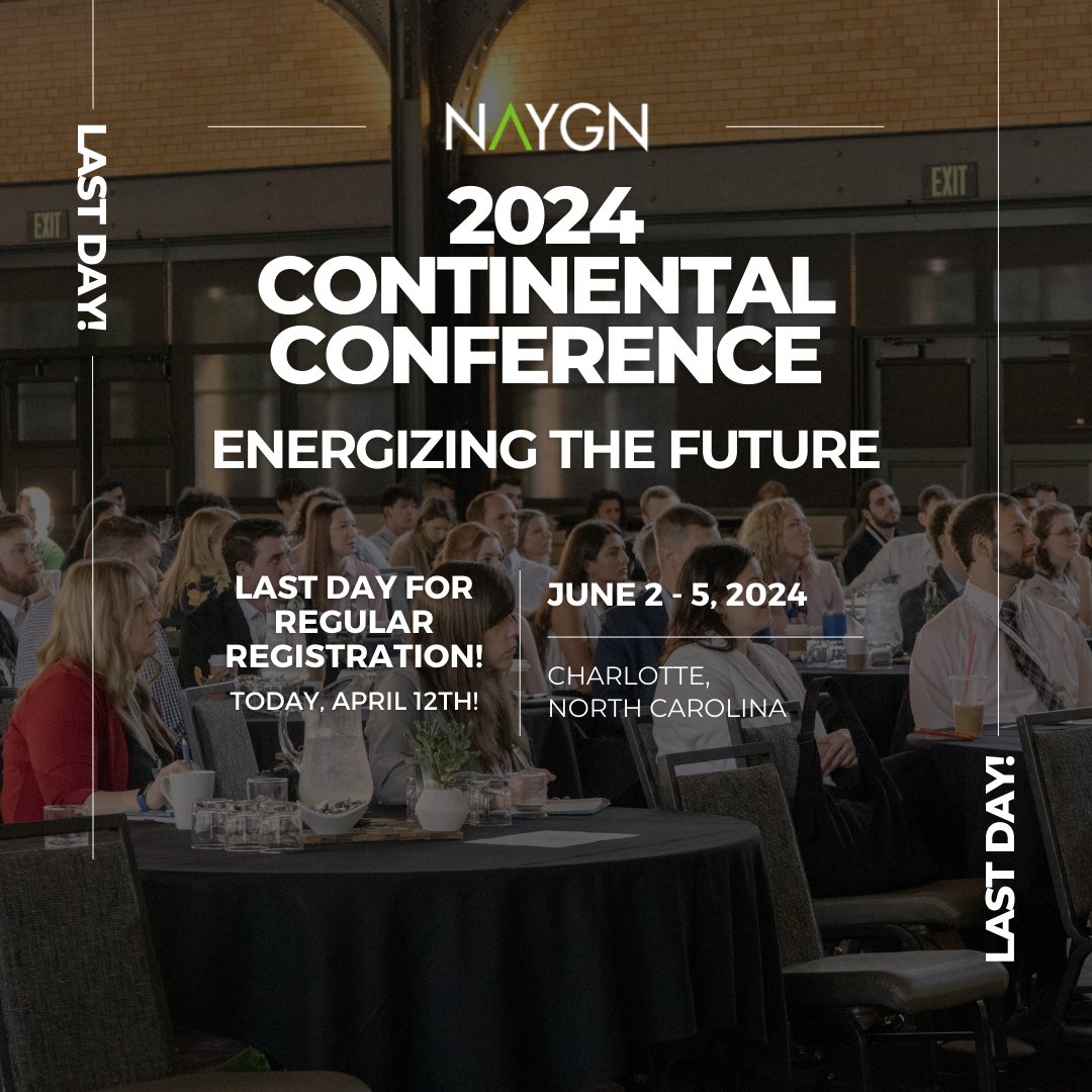 LAST DAY for Regular Registration at $700 USD!!! Join NAYGN in Celebrating 25 years of Energizing the Future of Nuclear at our 2024 Continental Conference! Explore the Conference Agenda and Register: accelevents.com/e/naygn2024#ag…