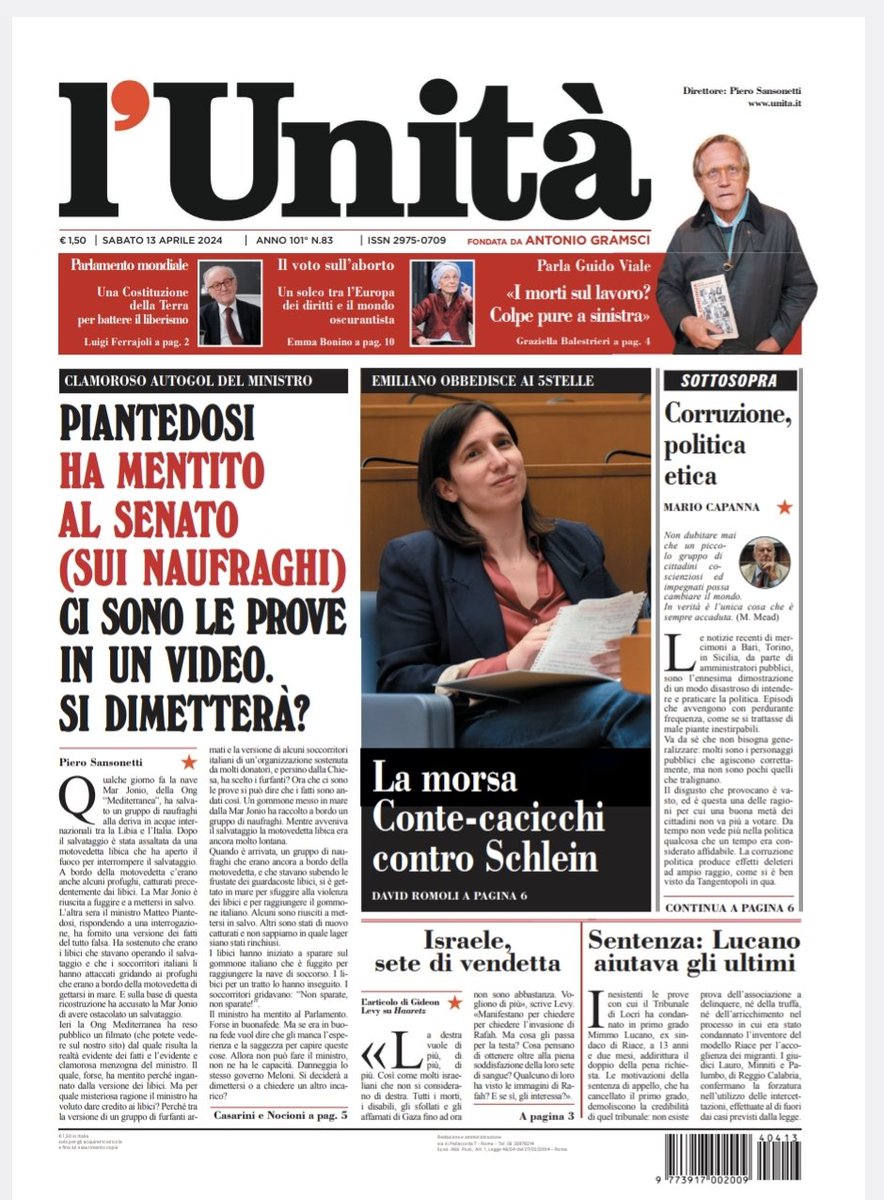 📰 La prima pagina dell’#Unità del #13aprile Abbonati subito: bit.ly/ABBONATI-SUBITO