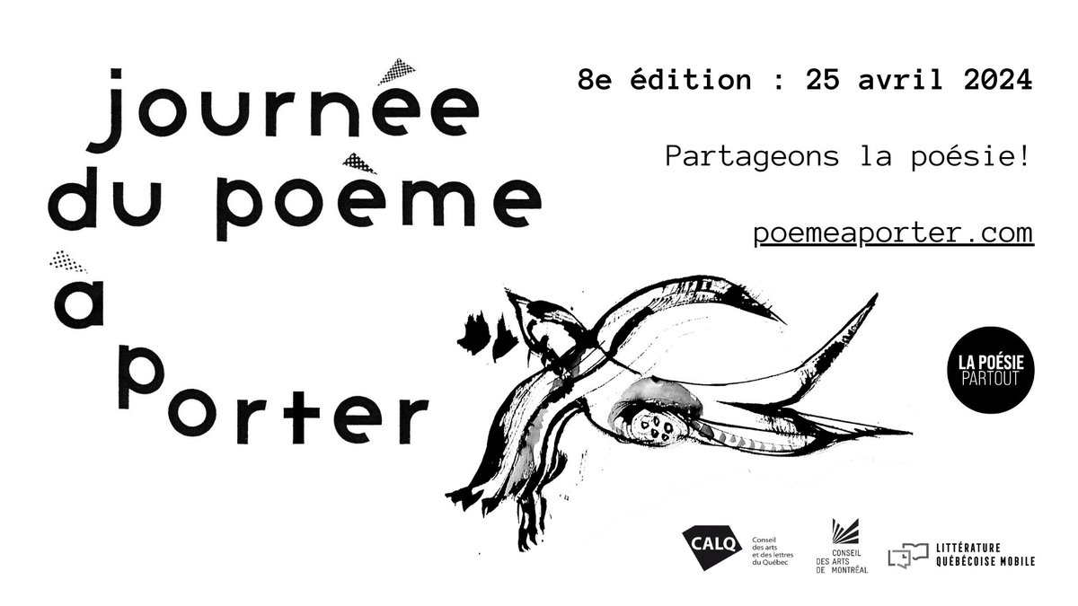 8e Journée du #poèmeàporter : 25 avril 2024. Infos et livret numérique à poemeaporter.com.