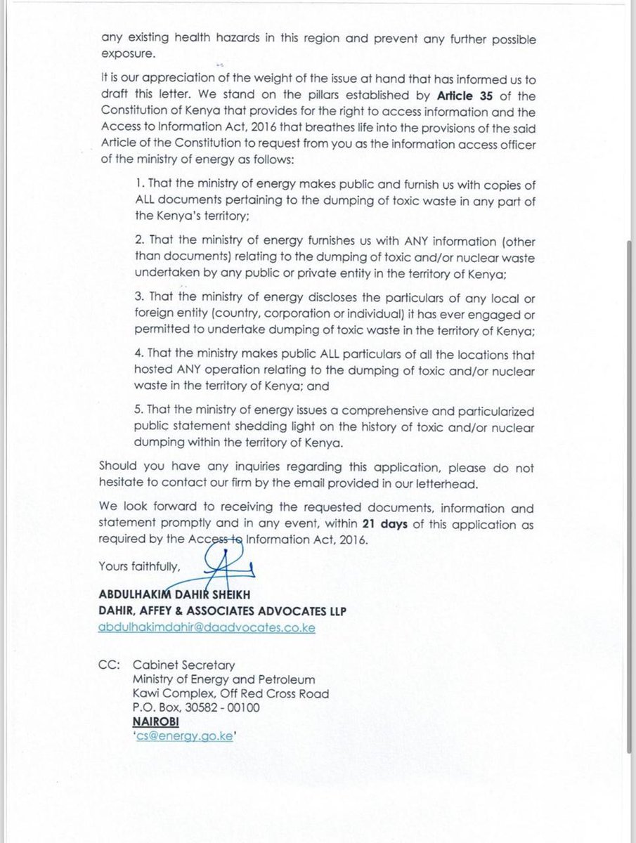 Here's hoping the government accords this matter of toxic waste the seriousness it deserves. The lives and livelihoods of the people of Northern Kenya is at stake. A grave injustice has been committed to the past, present and future generations of the people of a region. Pongezi,