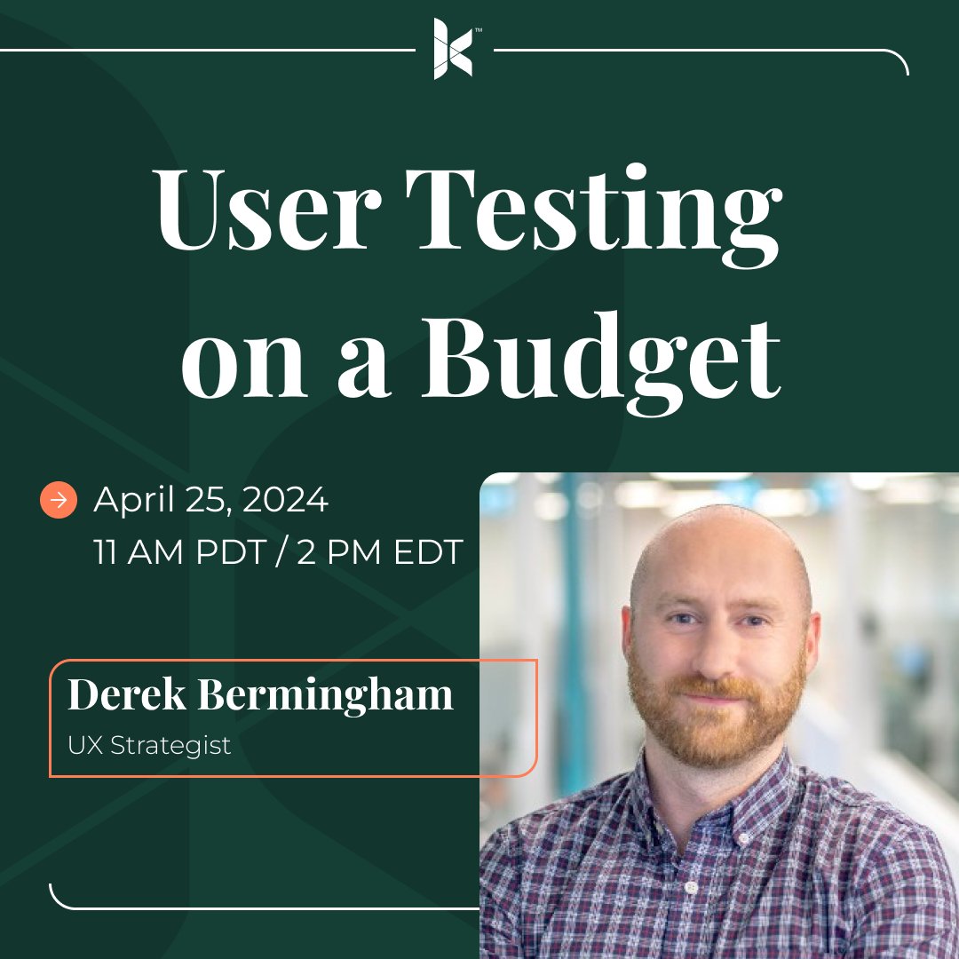 Join our UX Strategist Derek Bermingham on Thursday, April 25th at 11am PDT as he reveals his secrets for affordable user testing and how to recruit the ideal user base to deliver meaningful, budget-friendly insights. #UXDesign #nonprofit Register here: event.on24.com/wcc/r/4563957/…