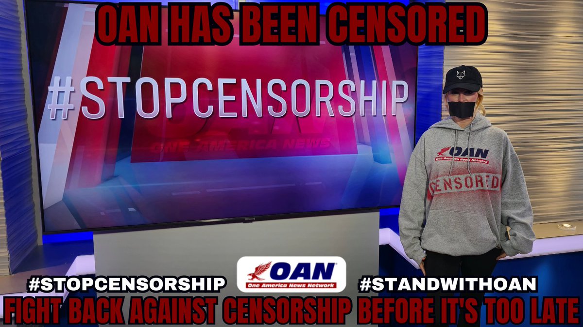 OANN's tweet image. OAN has been censored.    

The American Dream is being crushed.   

Conservative voices are being silenced.  If it can happen to OAN, it can happen to you.    

Stand with OAN and fightback against censorship before it's too late.    

Click the link for more information: