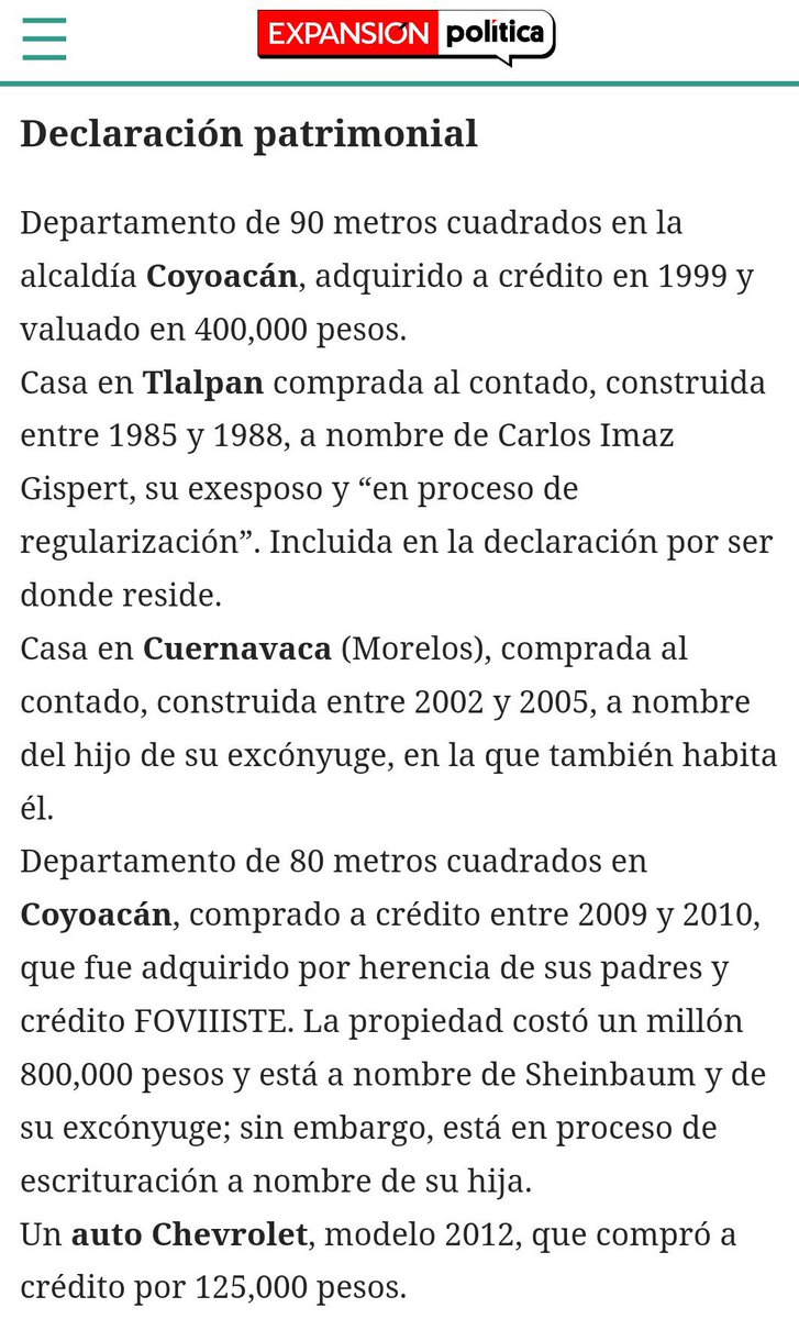 Creo que eso de que Claudia sólo renta un departamento, fue una mentira electorera más. Como le hacía Amlo.