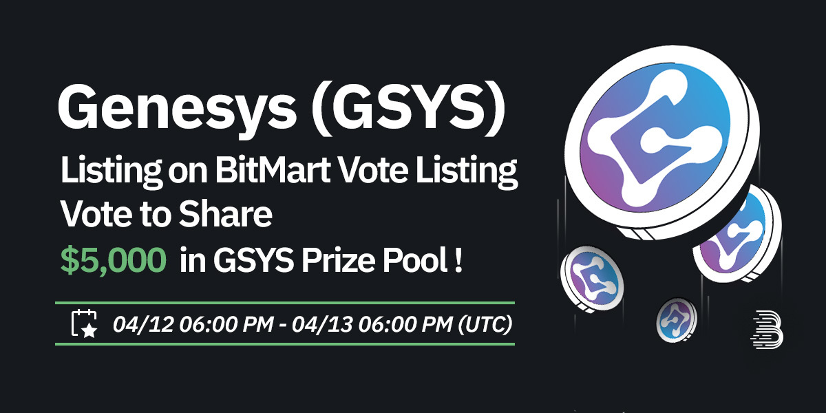 🤩@GenesysChain is now live on BitMart Vote Listing as of April. 12th, 2024!

🔥Vote for $GSYS to get listed and win airdrops 💸
⏰Until 06:00 PM UTC on April. 13, 2024!

💪Cast your vote now: bitmart.com/voting-detail/…
📥Get your NFT to vote: bitmart.com/nft/en-US/coll…
👉Learn more:…