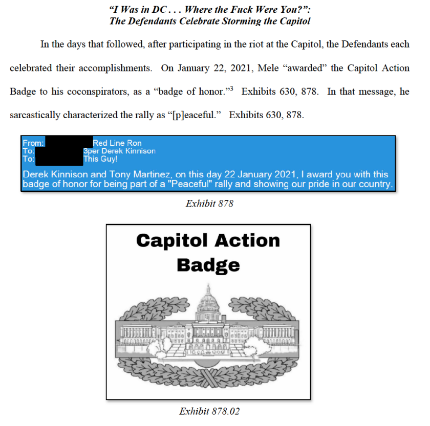 DOJ says Jan. 6 defendant Ronald Mele created a 'Capitol Action Badge' for his coconspirators: