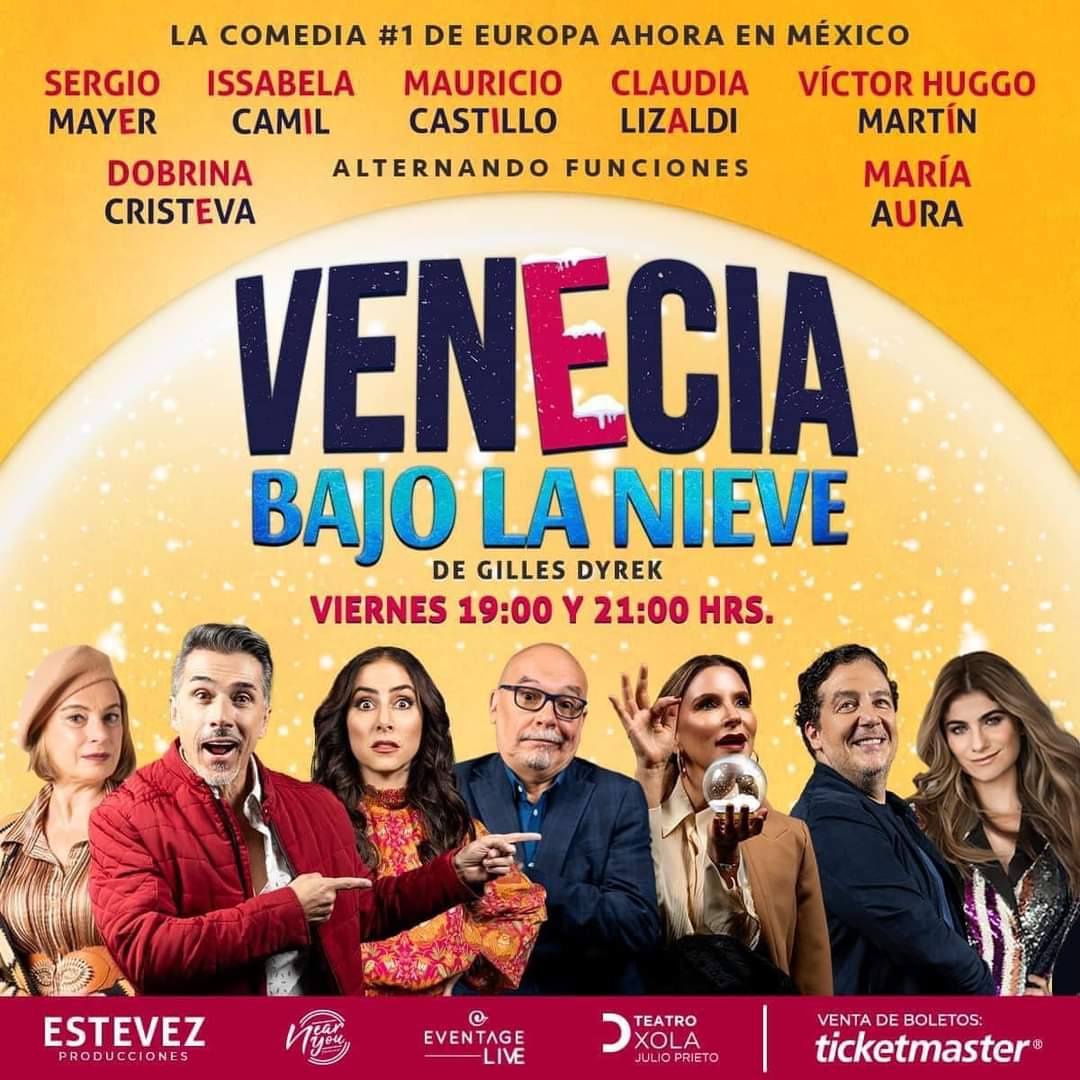 Llega a México la comedia número 1 en Europa y qué mejor que al teatro Xola. Venecia bajo la Nieve México ¡No te la puedes perder! Boletos en la taquilla del teatro y en sistema Ticketmaster en el siguiente link: ticketmaster.com.mx/venecia-bajo-l…