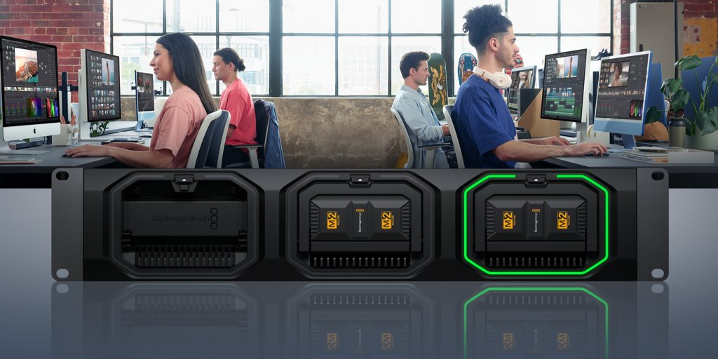 Introducing Blackmagic Media Dock! Now you can mount and share media over your network from Blackmagic URSA Cine camera media modules. Includes Blackmagic Cloud sync! Available now for US$1,995. Learn more at bmd.link/7PiPtU