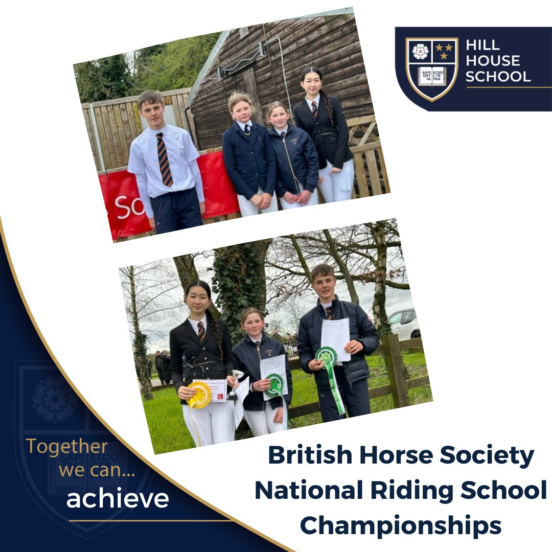 Congratulations to our four Hill House pupils who showcased their equestrian talents at the prestigious @BritishHorse National Riding School Championships during the Easter break! 🐎👏 Read More here: shorturl.at/gzGIL #TogetherWeCan #DoncasterisGreat