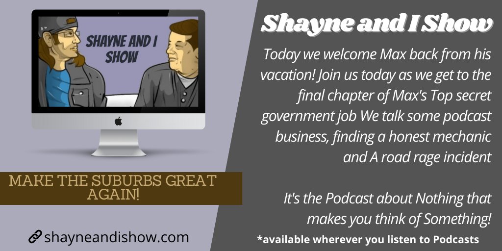 Listening to @ShayneAndIShow @pcast_ol @pds_ol @ncore_ol A Bi Weekly-ish show about nothing that makes you think of something you never know what you'll get! MAKE THE SUBURBS GREAT AGAIN! Support this podcast: goodpods.app.link/Rkfj4mNjIub smpl.is/8ylmx