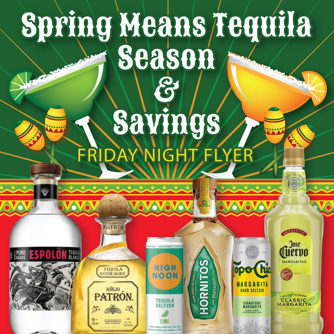 🛒🍹🏷️Spring Means Tequila Season & Savings- SAVE up to 20% this weekend at Cap n' Cork! bit.ly/3SL3Nkv
#weekend #deals #fortwayne #fortwayneindiana #fortwaynefoodie #save #beer #wine #whiskey #vodka #bourbon #capncork #tequila