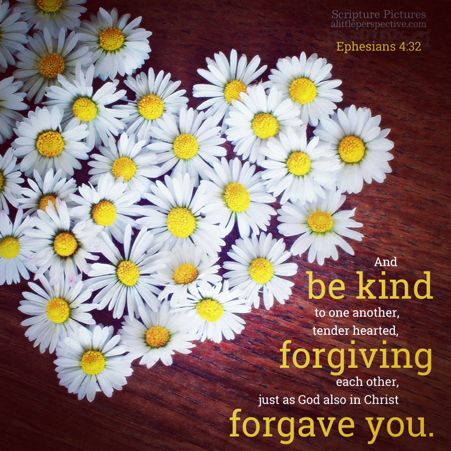 And be kind to one another, tender hearted, forgiving each other, just as God also in Christ forgave you. - Ephesians 4:32 (WEB)
