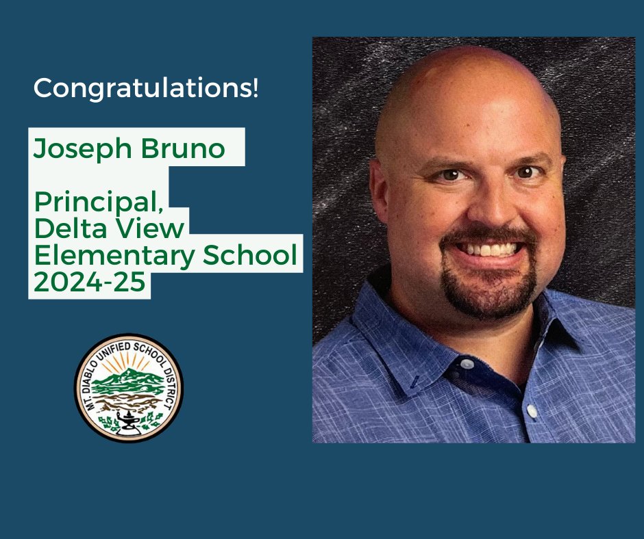 #MDUSD is pleased to announce the appointment of Joseph Bruno as Principal of Delta View Elementary in Pittsburg in the Fall. Mr. Bruno was originally appointed by the School Board in October as an Elementary Principal for the 2024-25 school year, with the site to be determined.