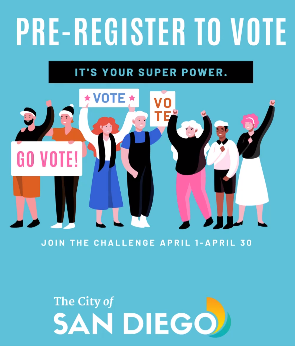 Calling all SD high schoolers! Your vote is your voice, and we are in an election year 🗳️. Join the @CityofSanDiego for the Shirley N. Weber Voter Registration Challenge! Learn more here: sandiego.gov/insidesd/san-d…