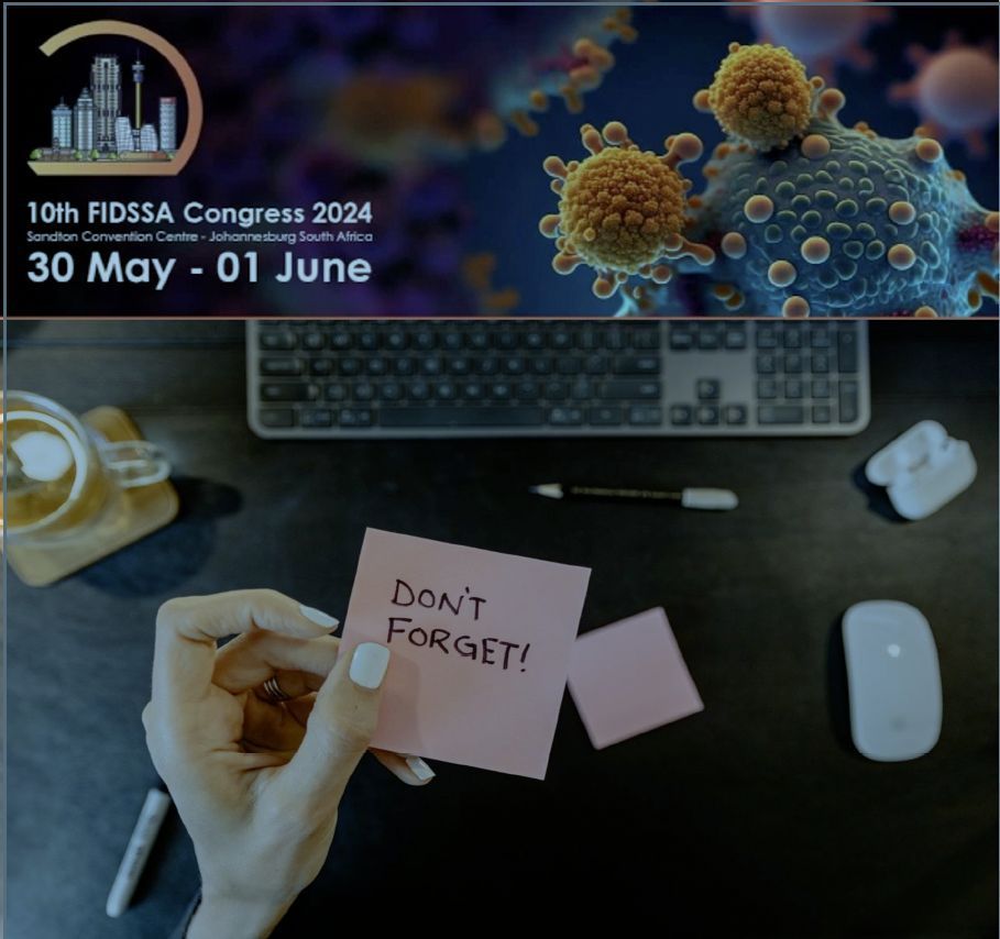 #FIDSSA2024 🦠 May 30-1 June - Don't miss this opportunity to immerse yourself in the 🌎 of #ID, #microbiology, #IPC, #travelmedicine, #HIV Register today buff.ly/4atEbRF